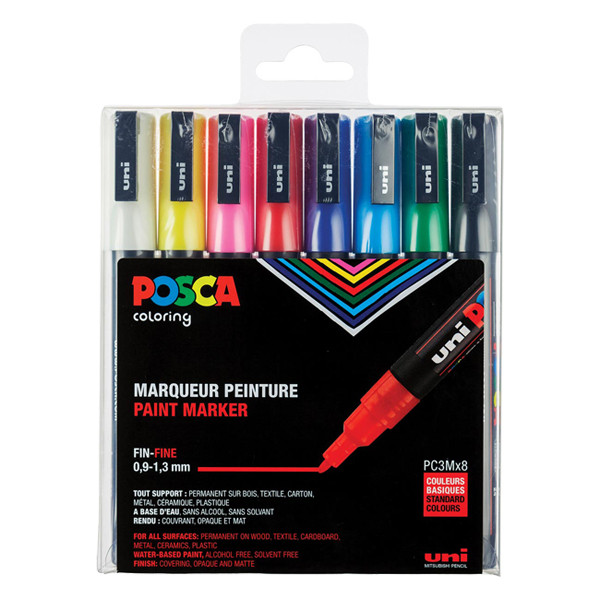 POSCA PC-3M set de marqueurs peinture (0,9 - 1,3 mm ogive) 8 pcs PC3M/8 424109 - 1