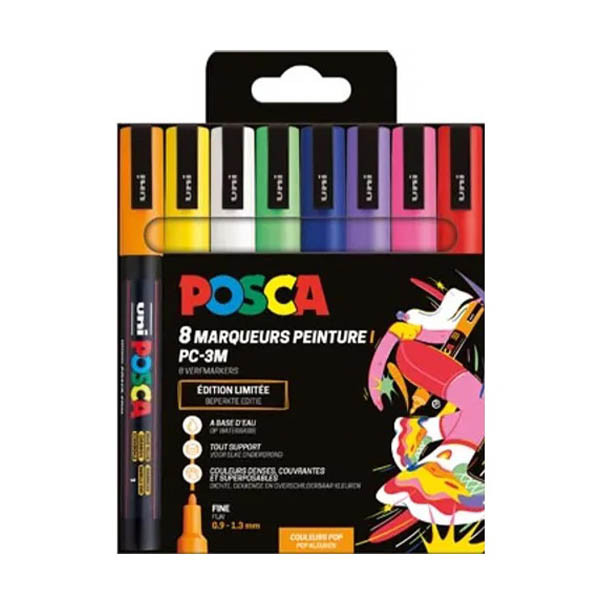 POSCA PC-3M set de marqueurs peinture (0,9 - 1,3 mm ogive) 8 pièces - Pop 425403 - 1
