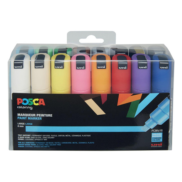 POSCA PC-8K marqueurs peinture (8 mm biseautée) 16 pcs PC8K/16AASS22 424233 - 1