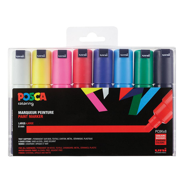POSCA PC-8K marqueurs peinture (8 mm biseautée) 8 pcs PC8K/8 424231 - 1