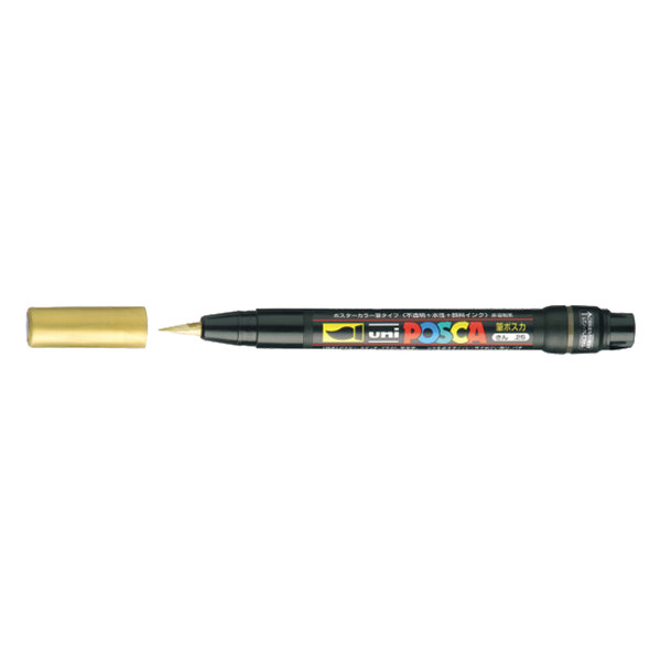 POSCA brush PCF-350 marqueur acrylique (1 mm pointe pinceau) - or 424005 - 1