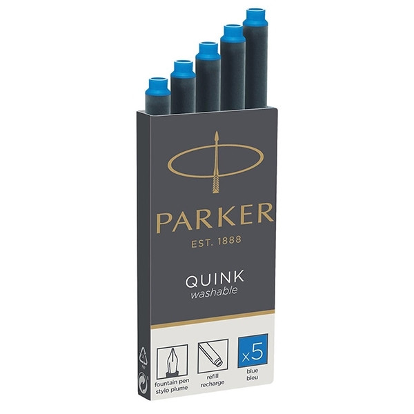 Parker 1950383 Quink recharge d'encre effaçable (5 pièces) - bleu royal 1950383 S0116210 214002 - 1