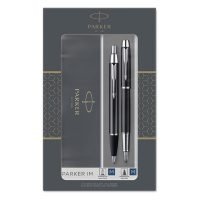 Parker IM stylo à bille et stylo-plume noirs/chromés (encre bleue) 2093215 214049