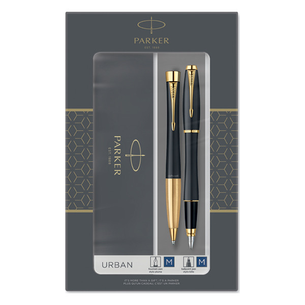 Parker Urban stylo à bille et stylo-plume noir/or (encre bleue) 2093381 214052 - 1