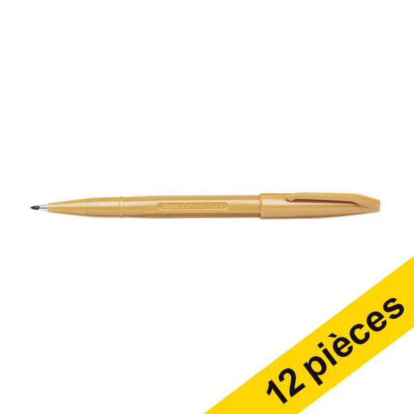 Offre: 12x Pentel Sign S520 feutre à pointe fine (0,8 mm) - ocre 210326 - 1
