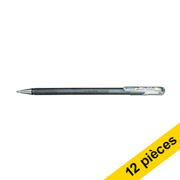 Pentel Offre : 12x Pentel Dual Metallic stylo à encre gel - argent  210213 - 1