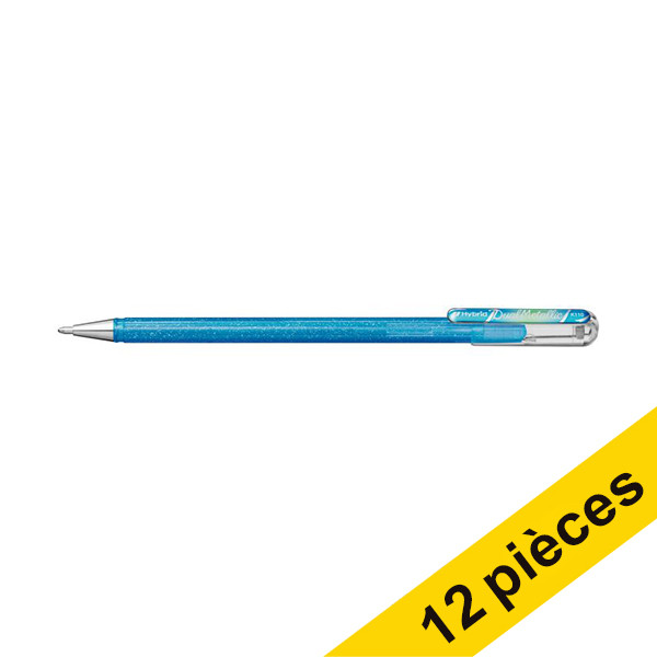 Pentel Offre : 12x Pentel Dual Metallic stylo à encre gel - bleu-gris et bleu/argent métallisé  210219 - 1