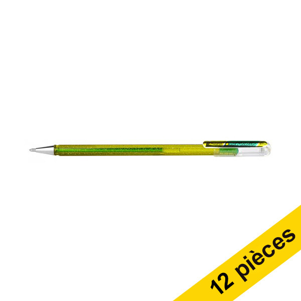 Offre : 12x Pentel Dual Metallic stylo à encre gel - jaune/vert métallisé 210217 - 1
