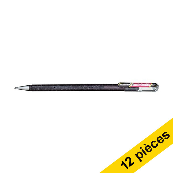 Pentel Offre : 12x Pentel Dual Metallic stylo à encre gel - noir/rouge métallisé  210206 - 1