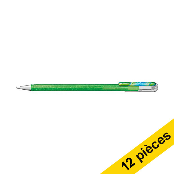 Pentel Offre : 12x Pentel Dual Metallic stylo à encre gel - vert clair et bleu/rouge métallisé  210218 - 1