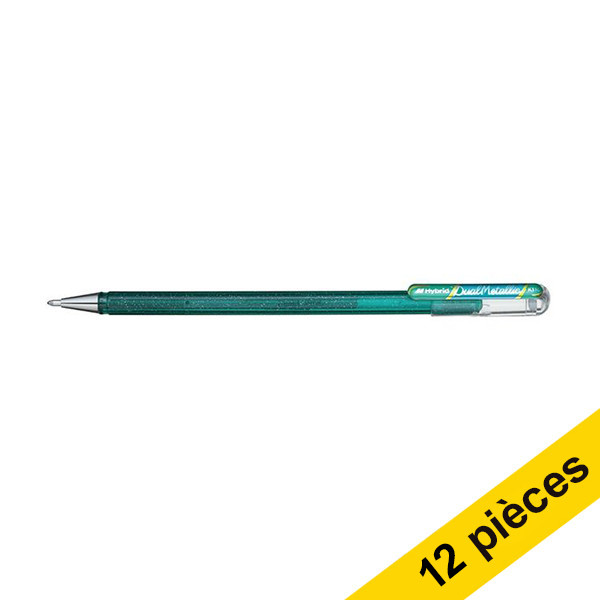 Pentel Offre : 12x Pentel Dual Metallic stylo à encre gel - vert/bleu métallisé  210208 - 1
