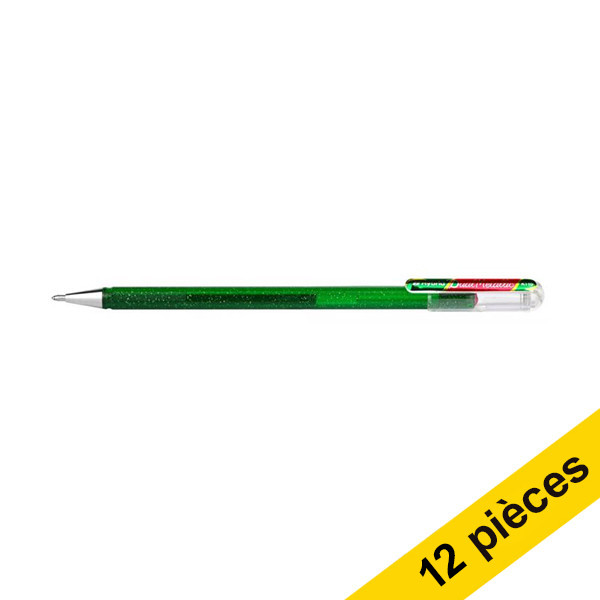 Pentel Offre : 12x Pentel Dual Metallic stylo à encre gel - vert/rouge métallisé  210215 - 1
