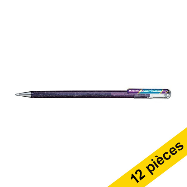 Pentel Offre : 12x Pentel Dual Metallic stylo à encre gel - violet/bleu métallisé  210211 - 1