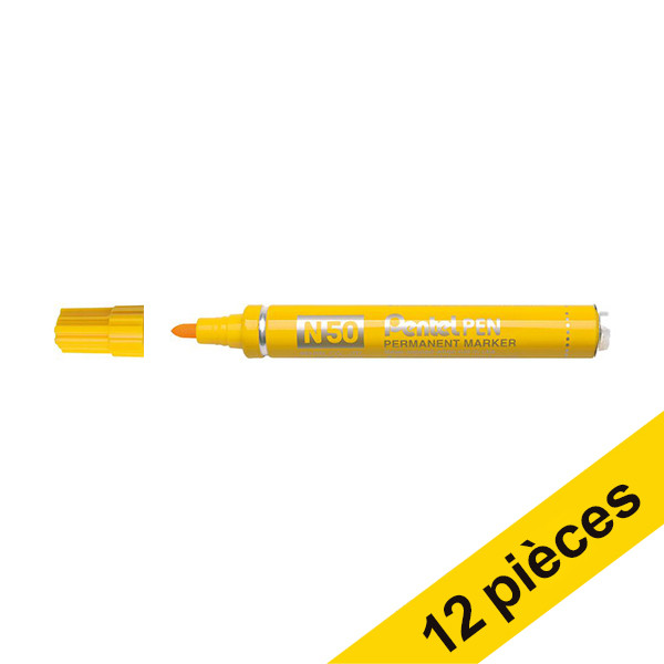Offre : 12x Pentel N50 marqueur permanent - jaune 210333 - 1