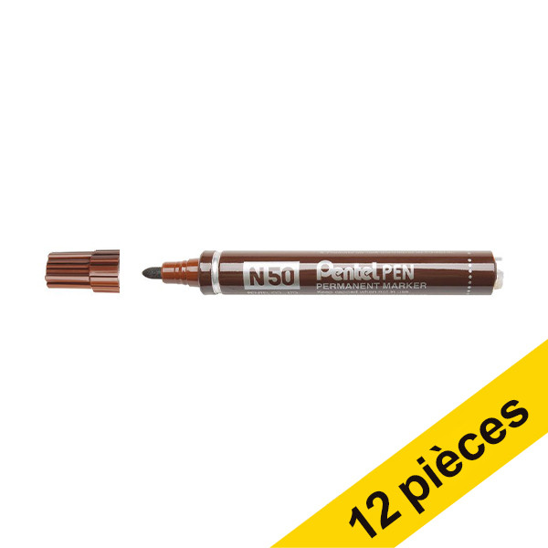 Offre : 12x Pentel N50 marqueur permanent - marron 210331 - 1