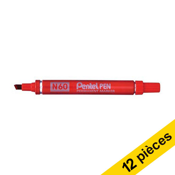 Offre : 12x Pentel N60 marqueur permanent - rouge 210130 - 1