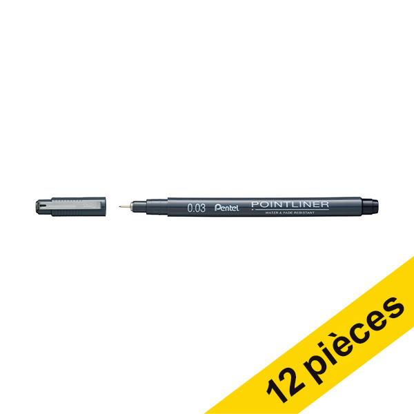 Pentel Offre : 12x Pentel Pointliner S20P stylo-feutre pointe fine (0,03 mm) - noir  210310 - 1