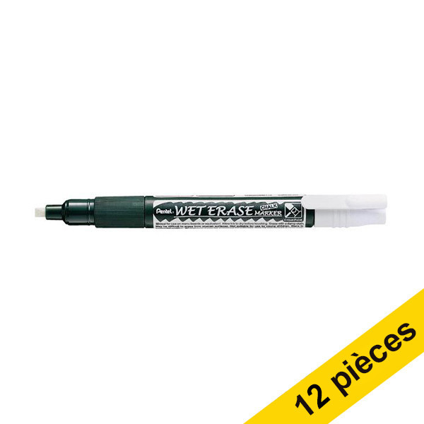 Offre : 12x Pentel SMW26 marqueur craie (1,5 - 4,0 mm biseauté) - blanc 210252 - 1