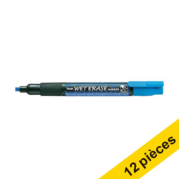 Offre : 12x Pentel SMW26 marqueur craie (1,5 - 4,0 mm biseauté) - bleu 210242 - 1
