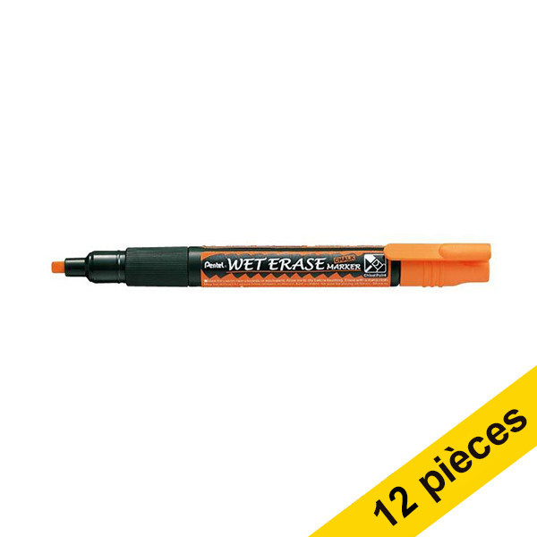 Offre : 12x Pentel SMW26 marqueur craie (1,5 - 4,0 mm biseauté) - orange 210248 - 1