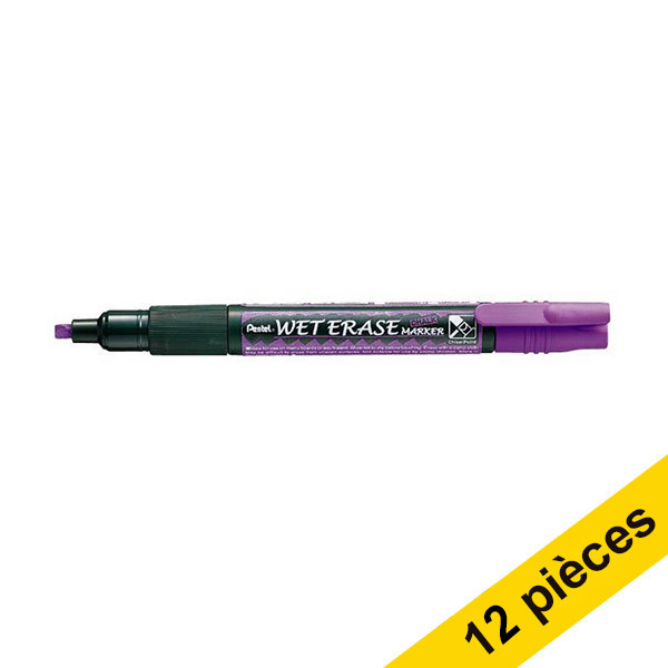 Offre : 12x Pentel SMW26 marqueur craie (1,5 - 4,0 mm biseauté) - violet 210250 - 1