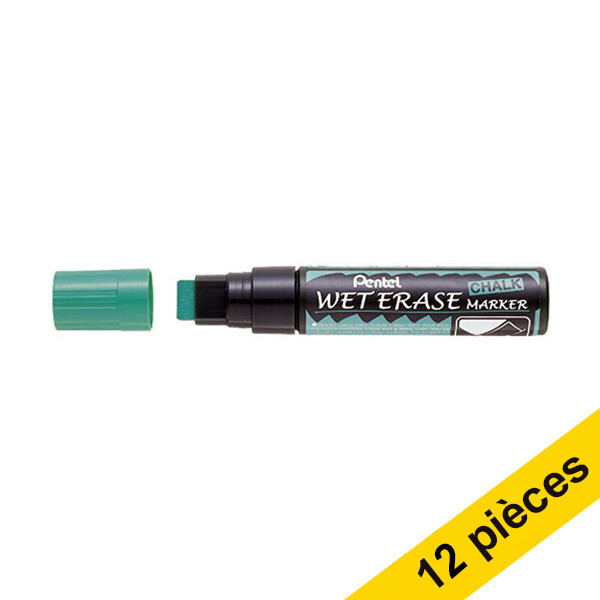 Offre : 12x Pentel SMW56 marqueur craie (8 - 16 mm biseauté) - vert 210260 - 1