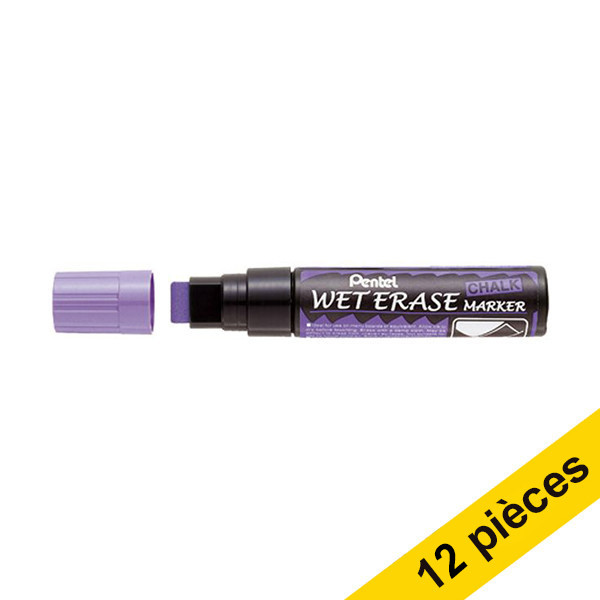 Offre : 12x Pentel SMW56 marqueur craie (8 - 16 mm biseauté) - violet 210266 - 1