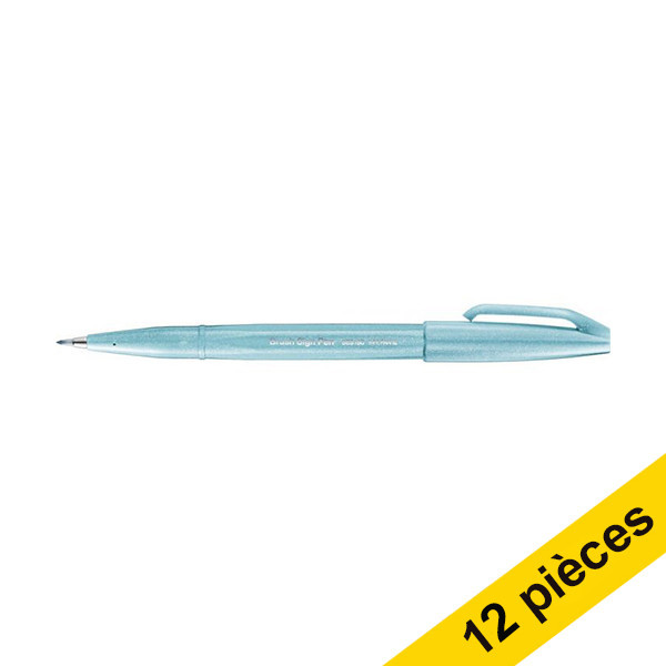 Offre : 12x Pentel Sign SES15C feutre pinceau - bleu azur 210152 - 1