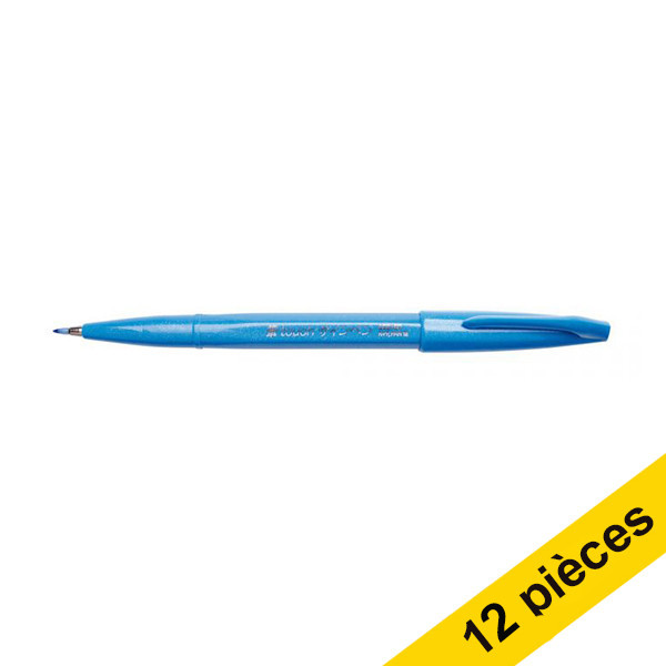 Offre : 12x Pentel Sign SES15C feutre pinceau - bleu clair 210142 - 1