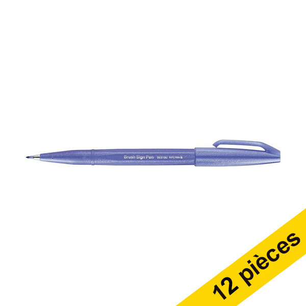 Offre : 12x Pentel Sign SES15C feutre pinceau - bleu violet 210148 - 1