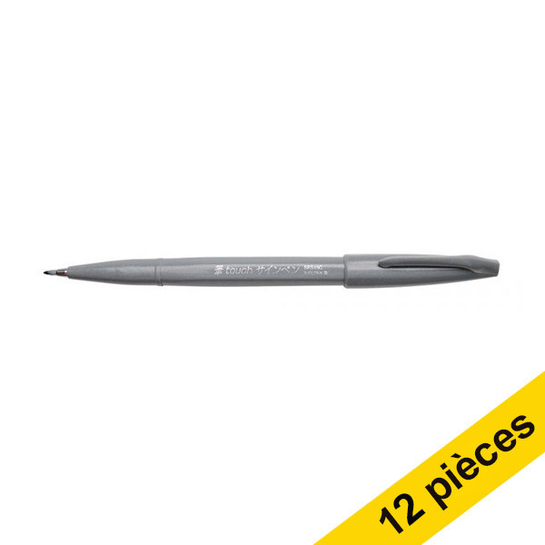 Offre : 12x Pentel Sign SES15C feutre pinceau - gris 210140 - 1
