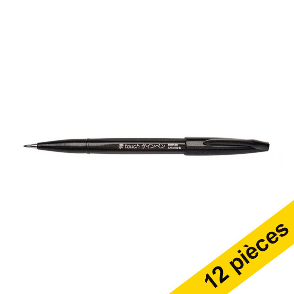 Offre : 12x Pentel Sign SES15C feutre pinceau - noir 210133 - 1