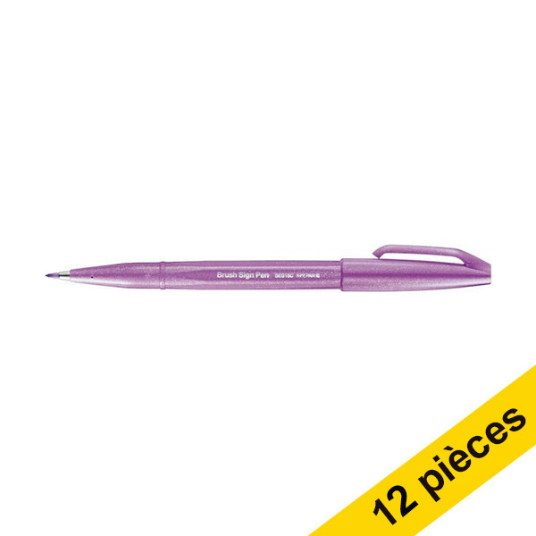 Offre : 12x Pentel Sign SES15C feutre pinceau - rose fluo 210147 - 1