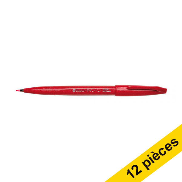 Offre : 12x Pentel Sign SES15C feutre pinceau - rouge 210134 - 1
