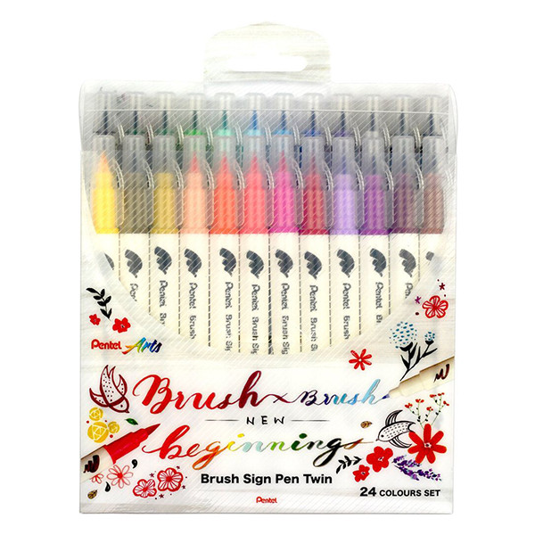 Pentel Sign Twin SESW30C set de feutres pinceaux (24 pièces) 020891 210376 - 1