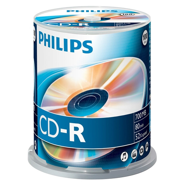 Philips CD-R 80 min. 100 stuks in cakebox CR7D5NB00/00 098004 - 1