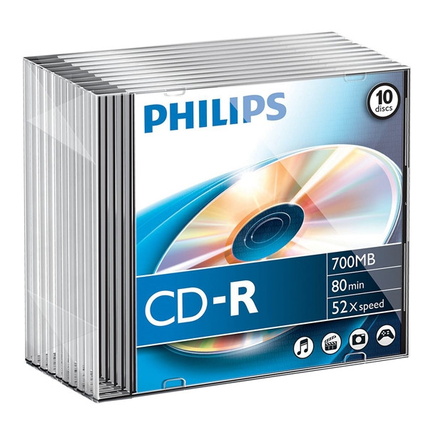 Philips CD-R 80 min. 10 stuks in slimline doosjes CR7D5NS10/00 098000 - 1