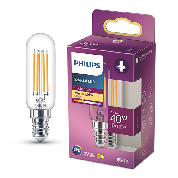 Philips E14 ampoule LED | tube T25 | filament | transparent | 2700K | 3,4W (40W) LPH04186 - 1