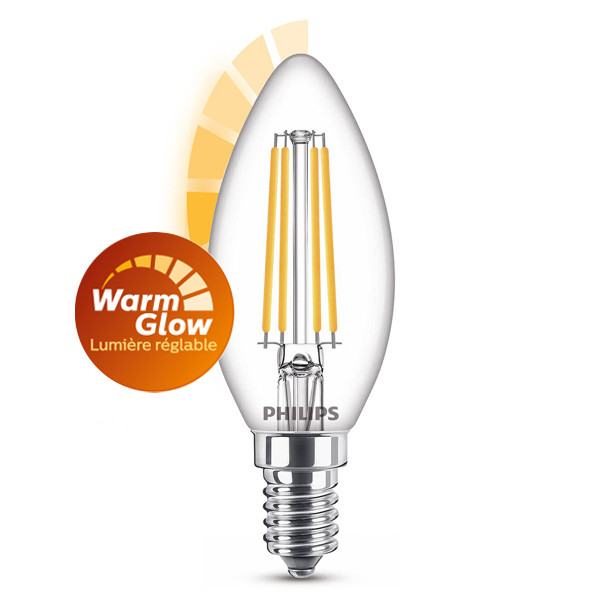 Philips E14 ampoule LED à filament bougie WarmGlow dimmable 2,5W (25W) 929003011901 LPH02557 - 1