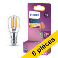 Offre : 6x Philips E14 ampoule LED | tube T25 | filament | transparent | 2700K | 1,9W (25W)