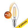 Offre : 4x Philips E14 ampoule LED à filament bougie WarmGlow dimmable 3,4W (40W) LPH02560 - 1