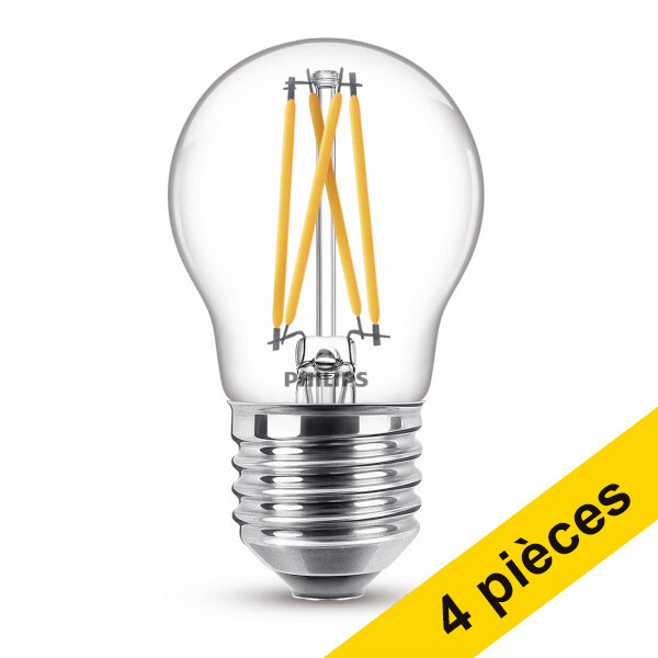 Offre : 4x Philips E27 ampoule LED à filament sphérique WarmGlow 1,8W (25W) LPH02544 - 1