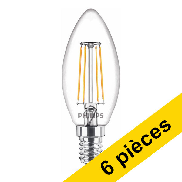 Offre : 6x Philips E14 ampoule LED à filament bougie 4.3W (40W) - blanc chaud LPH02438 - 1
