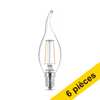Offre : 6x Philips E14 ampoule LED à filament bougie transparente 2W (25W)