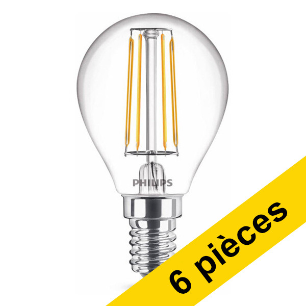Offre : 6x Philips E14 ampoule LED à filament sphérique 4,3W (40W) - blanc chaud LPH02397 - 1