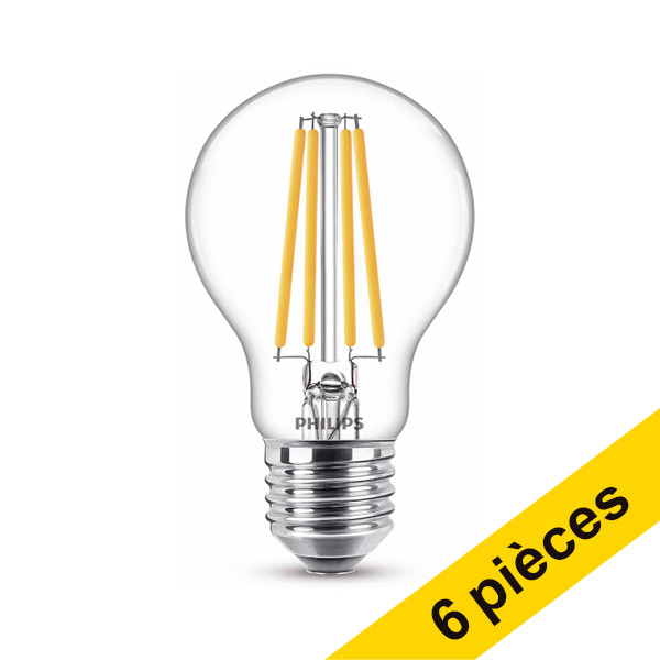 Offre : 6x Philips E27 ampoule LED à filament poire 10,5W (100W) LPH02341 - 1