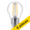 Offre : 6x Philips E27 ampoule LED à filament sphérique blanc chaud 4,3W (40W) LPH02373 - 1