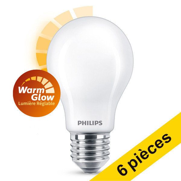 Offre : 6x Philips E27 ampoule LED poire WarmGlow mate 3,4W (40W) LPH02579 - 1