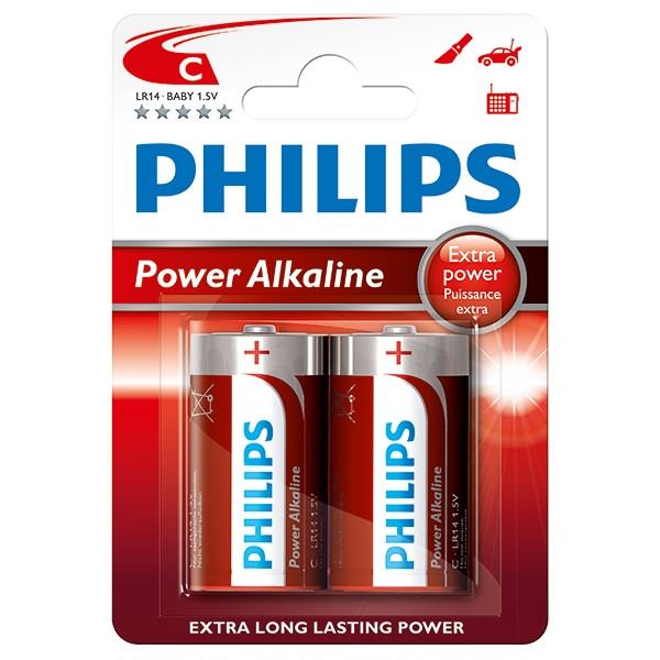 Philips Power Alcaline LR14 baby C pile 2 pièces Philips