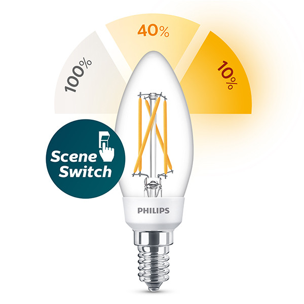 Philips SceneSwitch E14 lampe LED à filament bougie 5W (40W) 929001888855 LPH02503 - 1